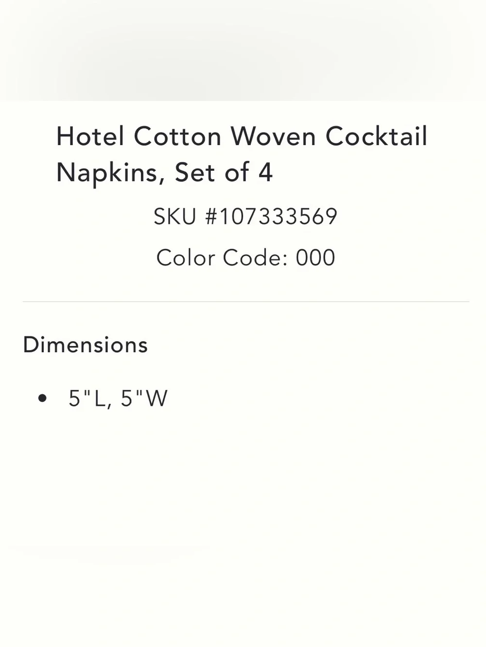 New! NWT Anthropologie Hotel Cotton Woven Cocktail Napkins. Set of 4.